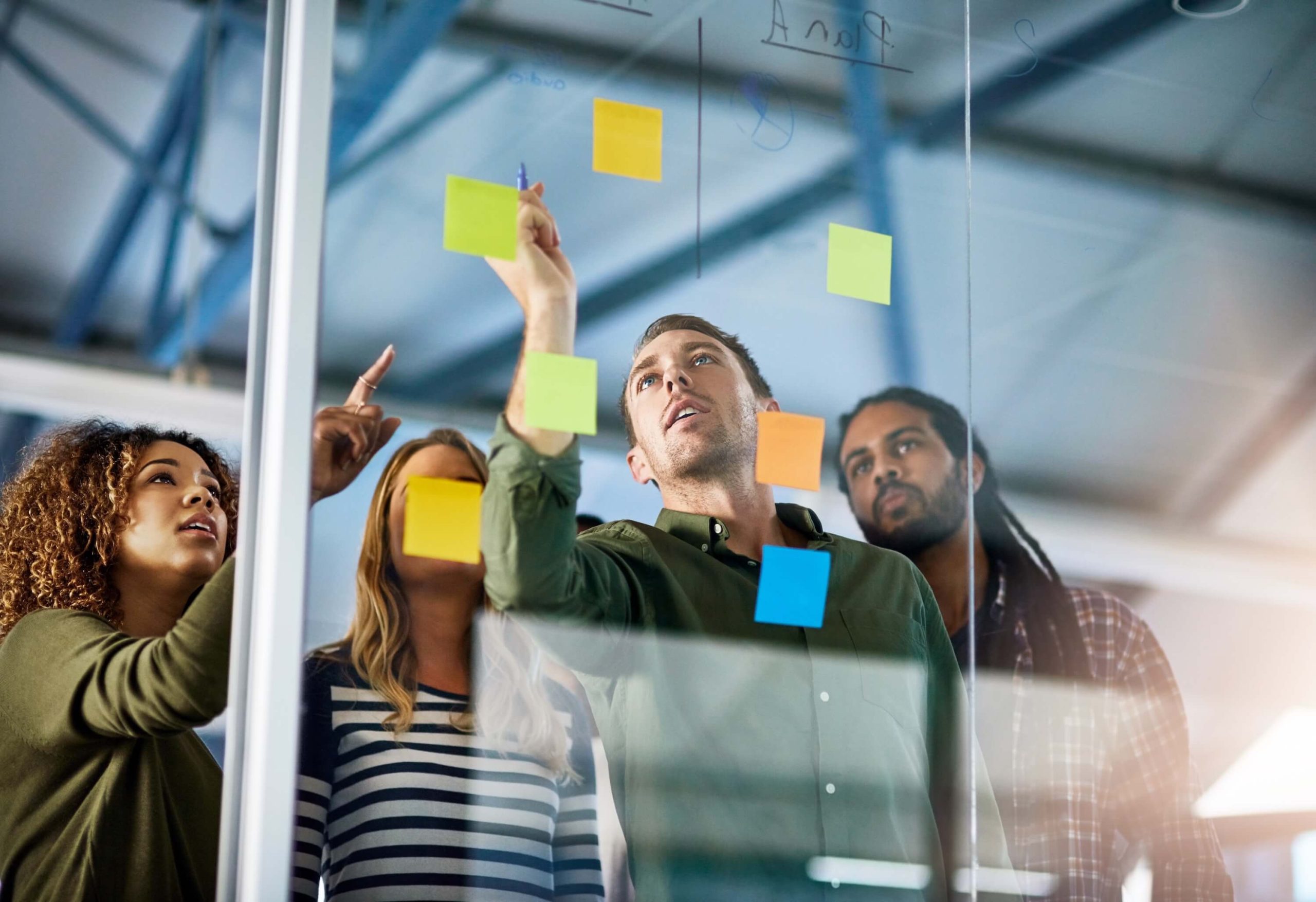 Office cubicle with worker